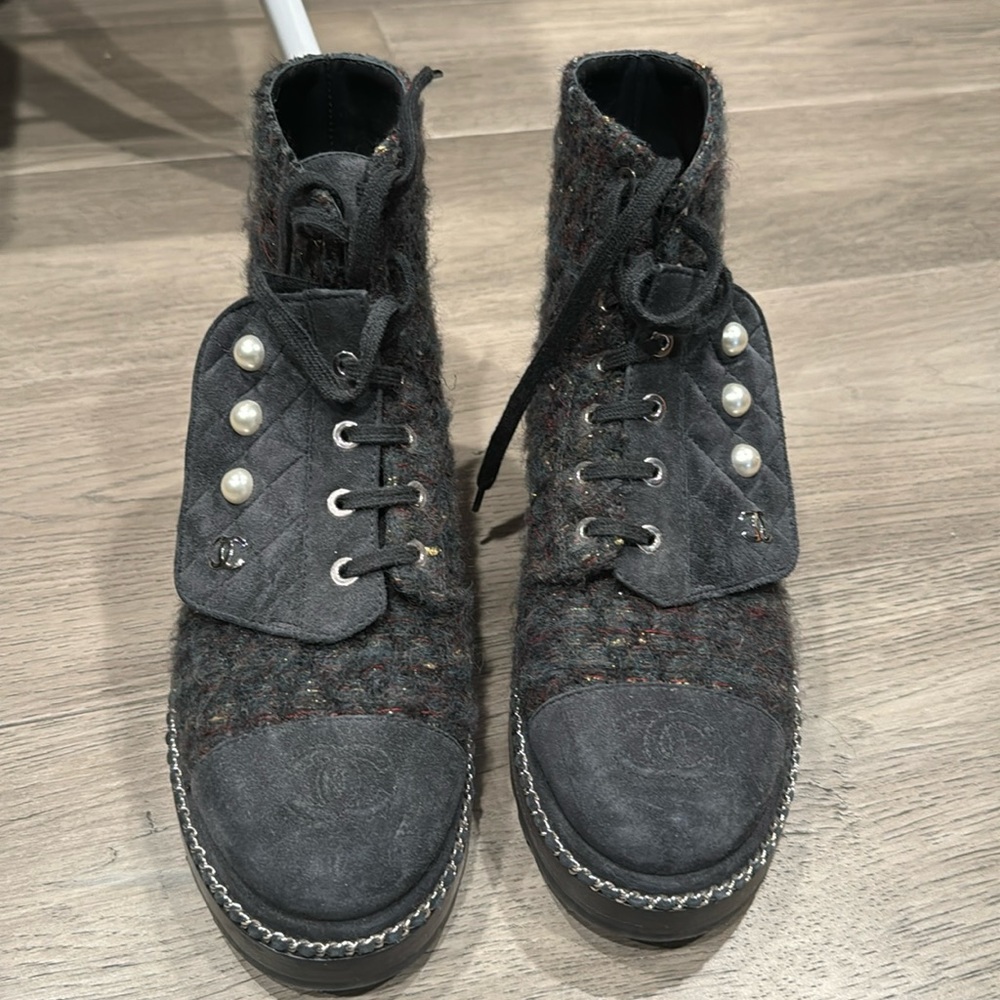 Chanel tweed booties!